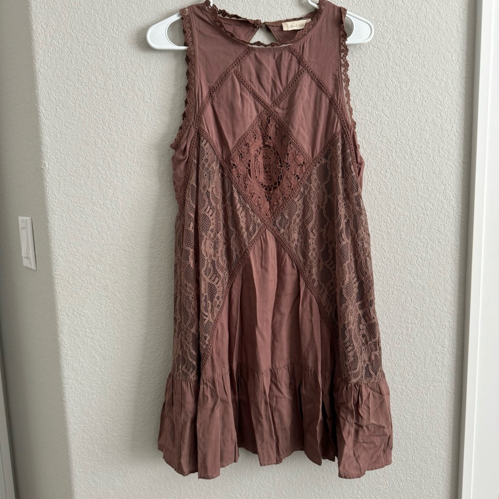 Altard State Brown Taupe Lace Dress Tunic
